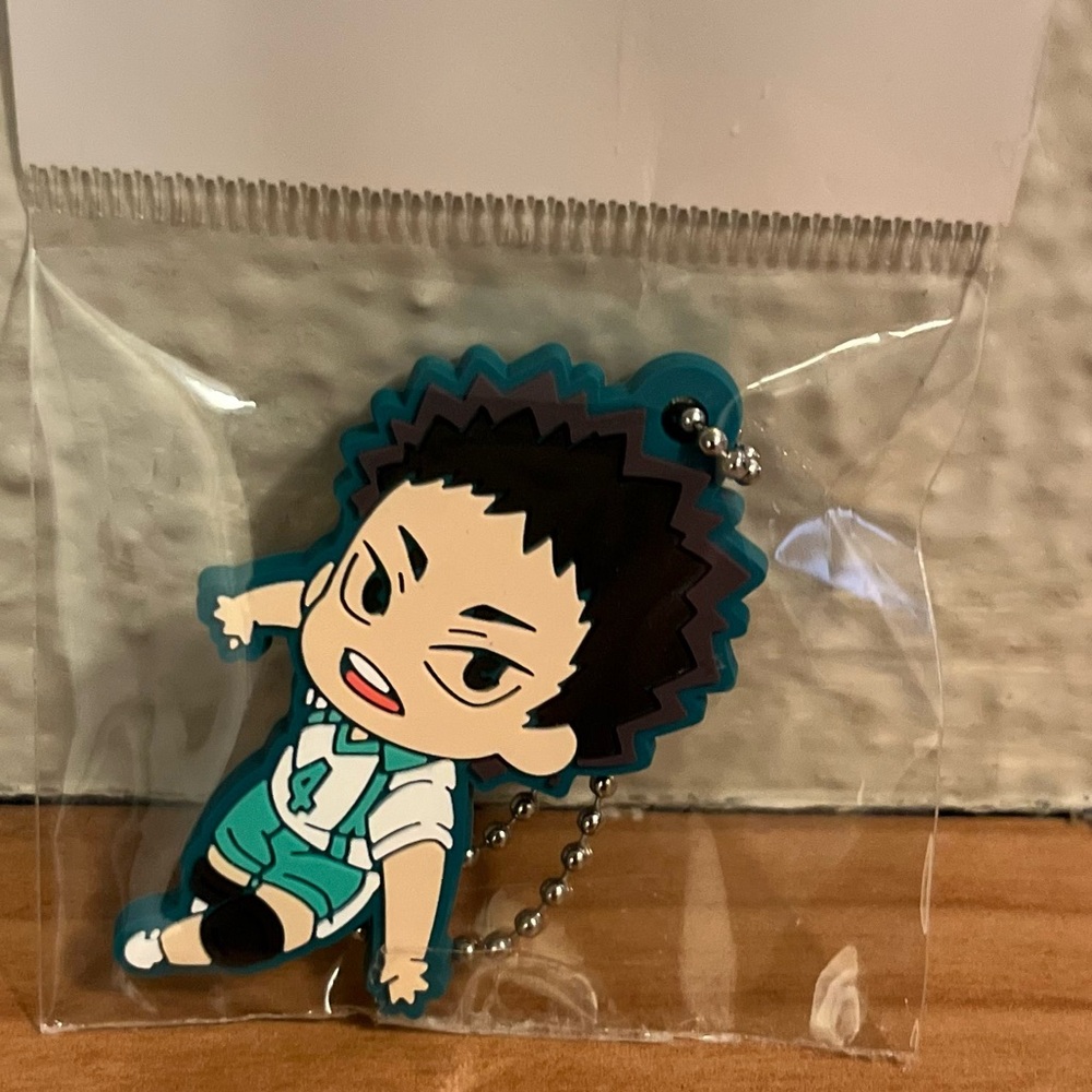 Anime Haikyuu Character Keychain with Teal and Black